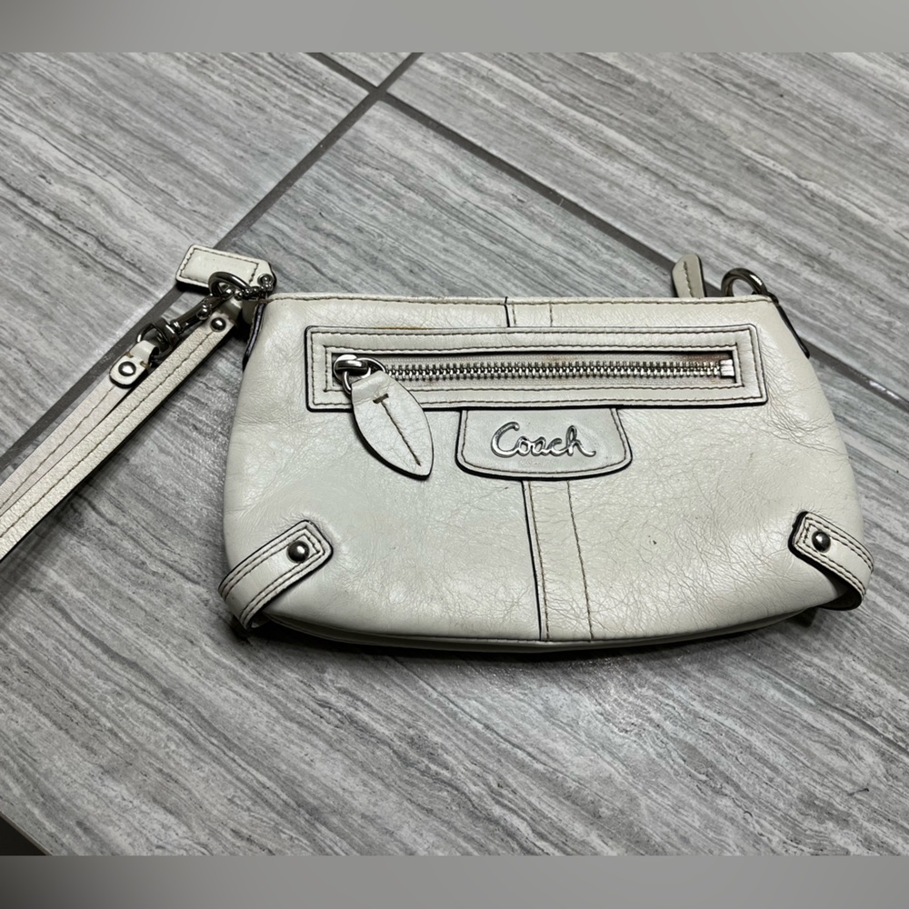 Cream Coach Wristlet